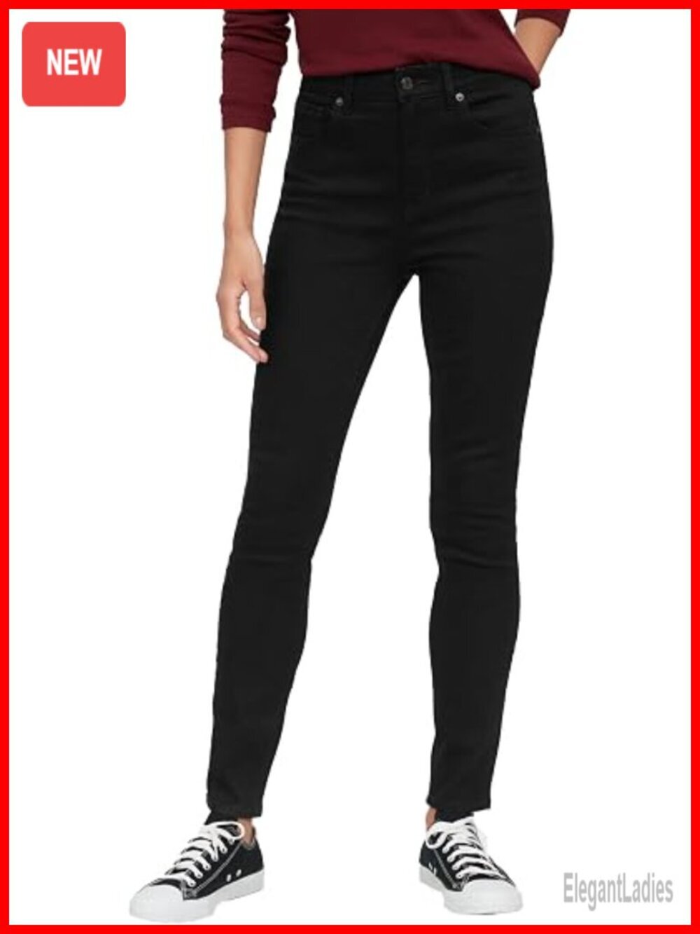 High Rise Legging Jeans - Cotton Blend, Skinny Fit, Pull On